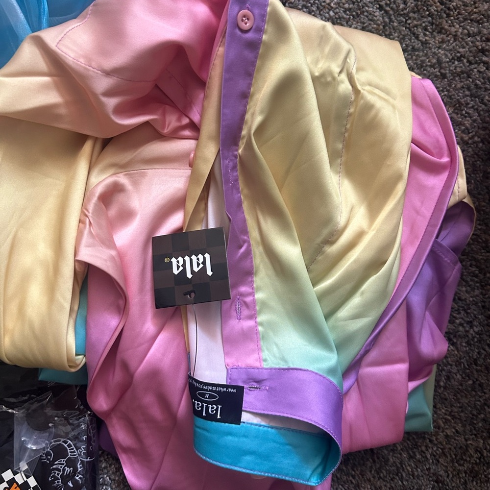 DRESSED IN Lala rainbow satin set